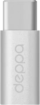 Адаптер Deppa microUSB/Type-C, серебристый