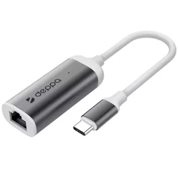 Адаптер Deppa USB Type-C - Gigabit Ethernet, графит