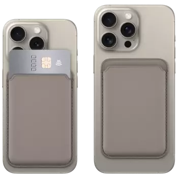 Чехол-бумажник Stellarway MagSafe для iPhone, кожзам, бежевый (STWPRO-WLT-MGSF)