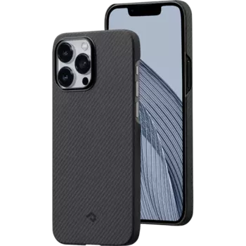 Чехол-крышка Pitaka для iPhone 14 Pro Max (KI1401PMA), кевлар, черно-серый (узкое плетение)