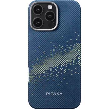 Чехол-крышка Pitaka для iPhone 16 Pro Max (KI1602PMYG), кевлар, синий