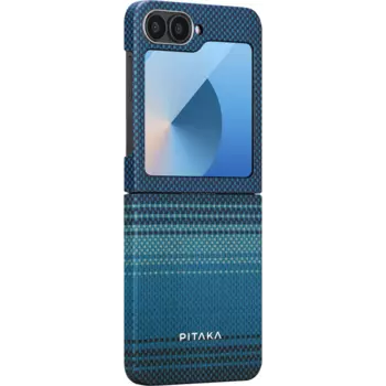 Чехол-крышка Pitaka для Samsung Z Flip6 (FMFLIP6), кевлар, синий