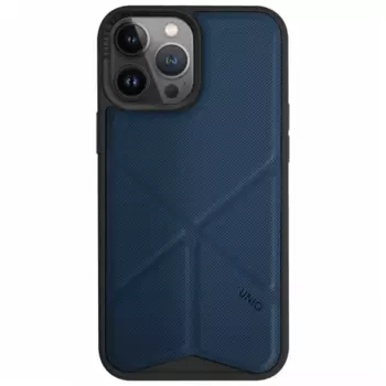 Чехол-крышка Uniq MagSafe Transforma для iPhone 14 Pro Max, экокожа, синий