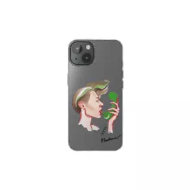 Чехол от Маши Янковской для iPhone 13 Зелёная трубка, силикон, прозрачный