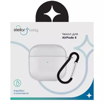 Чехол Stellarway для футляра наушников Apple AirPods 4, полиуретан, прозрачный