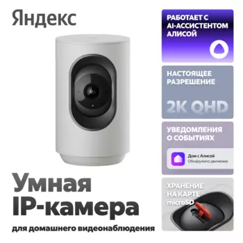 IP-камера Яндекс поворотная, с Алисой YNDX-00582GRY, серый