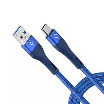 Кабель Stellarway USB-A/C 3A, 1м, нейлоновый, синий