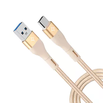 Кабель Stellarway USB-A/C 3A, 1м, нейлоновый, золото
