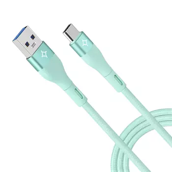 Кабель Stellarway USB-A/C 3A, 1м, нейлоновый, бирюзовый