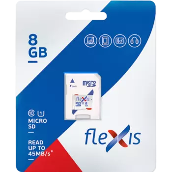 Карта памяти MicroSD 8 ГБ class 10 (с адаптером)