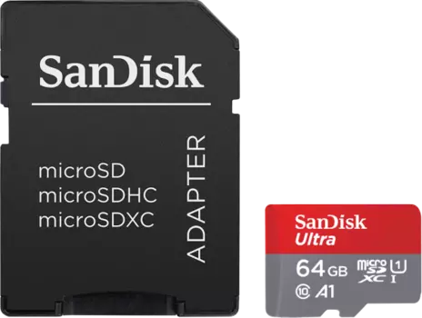 Карта памяти SanDisk Ultra UHS-I MicroSD XC 64 ГБ class 10 (с адаптером)