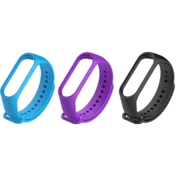 Набор ремешков Bron для Mi Band 3/Mi Band 4 (чёрный, фиолетовый, голубой)