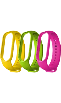 Набор ремешков Everstone для Mi Band 5/Mi Band 6 (розовый, салатовый, желтый)
