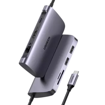 Переходник Ugreen USB-A/HDMI/RJ45/SD/TF 7в1, черный