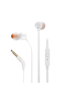 Проводная гарнитура JBL T160, белая (с кнопкой ответа)