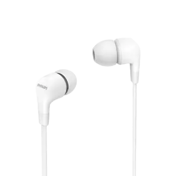 Проводная гарнитура Philips TAE1105WT, белая (с кнопкой ответа)