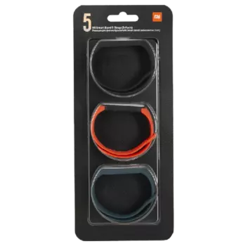 Ремешок Xiaomi Mi Band 5 чёрный/оранжевый/бирюзовый (3 шт.)