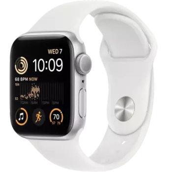Умные часы Apple Watch SE2, 44 мм, M/L, White sport band, Silver Aluminium (MNTJ3)