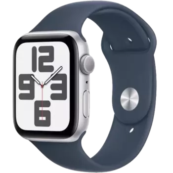 Умные часы Apple Watch SE 2023, 44mm, Silver Aluminium Case with Storm Blue Sport Band, M/L (MREE3LL/A)