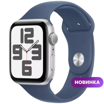 Умные часы Apple Watch SE 2024, 40mm, Silver Aluminium Case with Denim Sport Band, S/M (MXEC3LL/A)