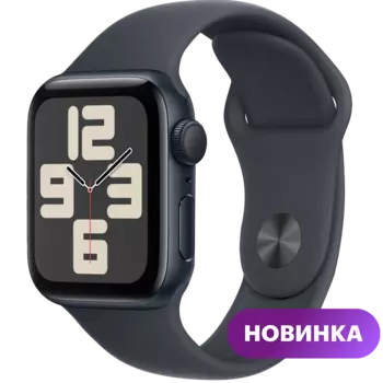 Умные часы Apple Watch SE 2024, 40mm, Midnight Aluminium Case with Midnight Sport Band, S/M (MXE73LL/A)
