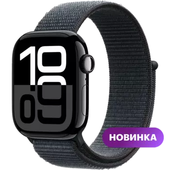 Умные часы Apple Watch Series 10, 42mm, Jet Black Aluminium Case with Ink Sport Loop, One size (MWWG3ZP/A)