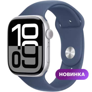 Умные часы Apple Watch Series 10, 42mm, Silver Aluminium Case with Denim Sport Band, S/M (MWWA3ZP/A)