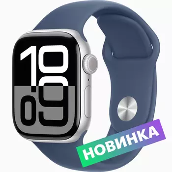 Умные часы Apple Watch Series 10, 46mm, Silver Aluminium Case with Denim Sport Band, M/L (MWWM3LW/A)