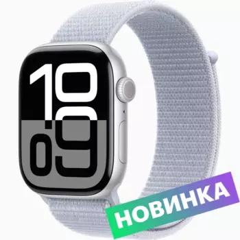 Умные часы Apple Watch Series 10 GPS 46mm, Silver Aluminium Case with Blue Cloud Sport Loop
