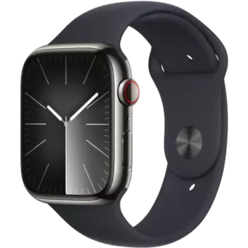 Умные часы Apple Watch Series 9, 41 мм, Grapfite Sport Band, Midnight Stainless Steel, Size S/M (MRM23)