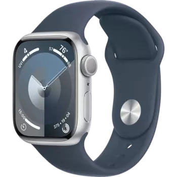 Умные часы Apple Watch Series 9, 45 мм, Storm Blue Sport Band, Silver Stainless Steel, size M/L MR9E3CH/A