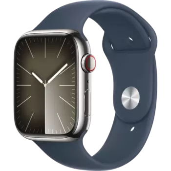 Умные часы Apple Watch Series 9, 45 мм, Storm Blue Sport Band, Silver Stainless Steel, size S/M (MRPG3)