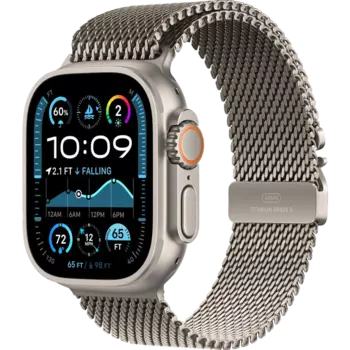 Умные часы Apple Watch Ultra 2, 49mm, Natural Titanium Case with Titanium Melanese Loop, M (MX5R3ZP/A)