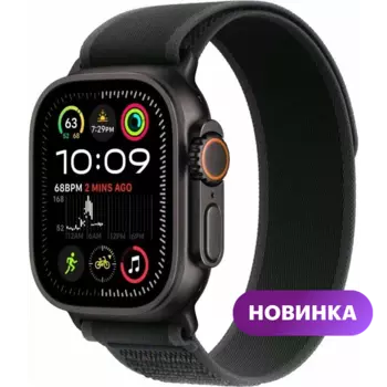 Умные часы Apple Watch Ultra 2, 49mm, Black Titanium Case with Black Trial Loop, M/L (MX4V3LW/A)