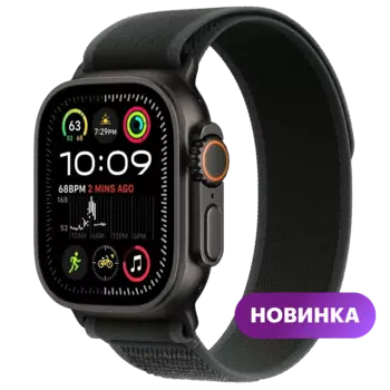 Умные часы Apple Watch Ultra 2, 49mm, Black Titanium Case with Black Trail Loop, M/L (MX4V3ZP/A)