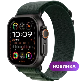 Умные часы Apple Watch Ultra 2, 49mm, Black Titanium Case with Dark Green Alpine Loop, L (MX4T3QA/A)