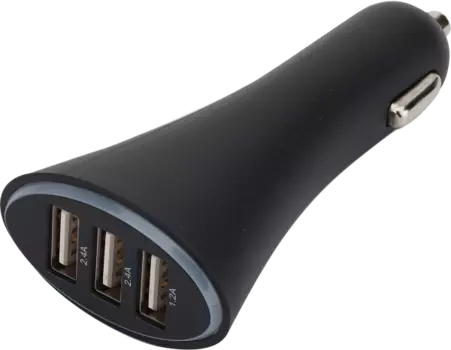 Зарядное устройство автомобильное Bron USB 6A 3xUSB (2x2.4A, 1x1.2A), черное