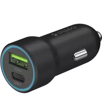Зарядное устройство автомобильное Deppa 20W USB-A/Type-C, черное