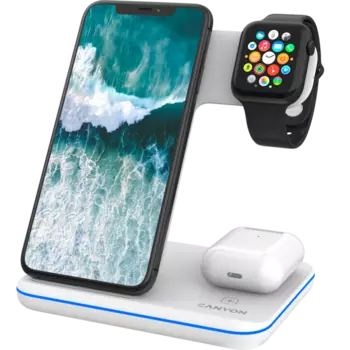 Зарядное устройство беспроводное Canyon Qi WS-303 15W, белое
