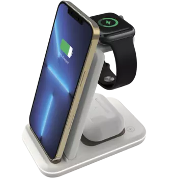 Зарядное устройство беспроводное Canyon Qi WS-304 3 в 1, 15W, бежевое (складное)