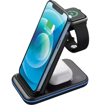 Зарядное устройство беспроводное Canyon Qi WS-304 3 в 1, 15W, черное (складное)