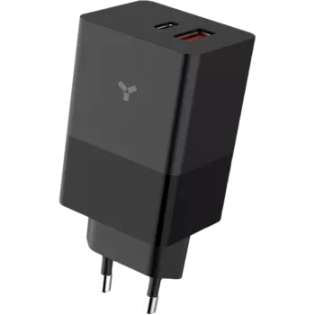 Зарядное устройство сетевое Accesstyle Crocus USB-C/A 65w, черное (65WCA) (GaN)