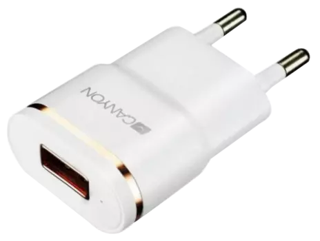 Зарядное устройство сетевое Canyon CNE-CHA01WS USB-A 1A, белый с серебром