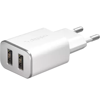Зарядное устройство сетевое Deppa 11389, 2 USB 2,4A, белое