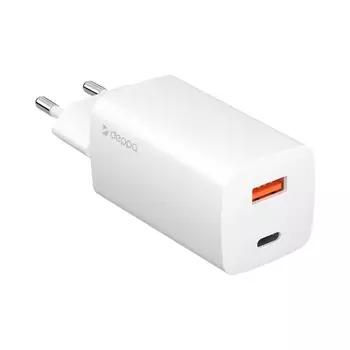 Зарядное устройство сетевое Deppa 11434, USB-C/A 65w, белое (GaN)