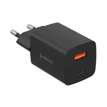 Зарядное устройство сетевое Deppa 11436 USB-C/A 45w, черное (GaN)