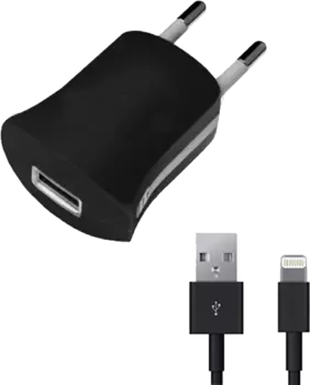 Зарядное устройство сетевое Deppa ULTRA One с разъемом Lightning 1A, черное