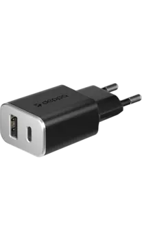 Зарядное устройство сетевое Deppa USB Type-C + USB Type-A PD 18w, черное