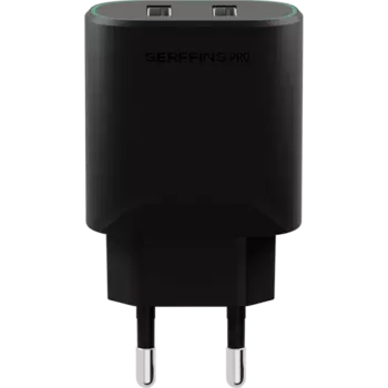 Зарядное устройство сетевое Gerffins Pro USB-A/A 1A/2,4A, черное