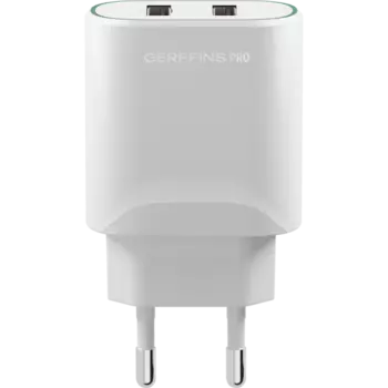 Зарядное устройство сетевое Gerffins Pro USB-A/A 1A/2,4A, белое